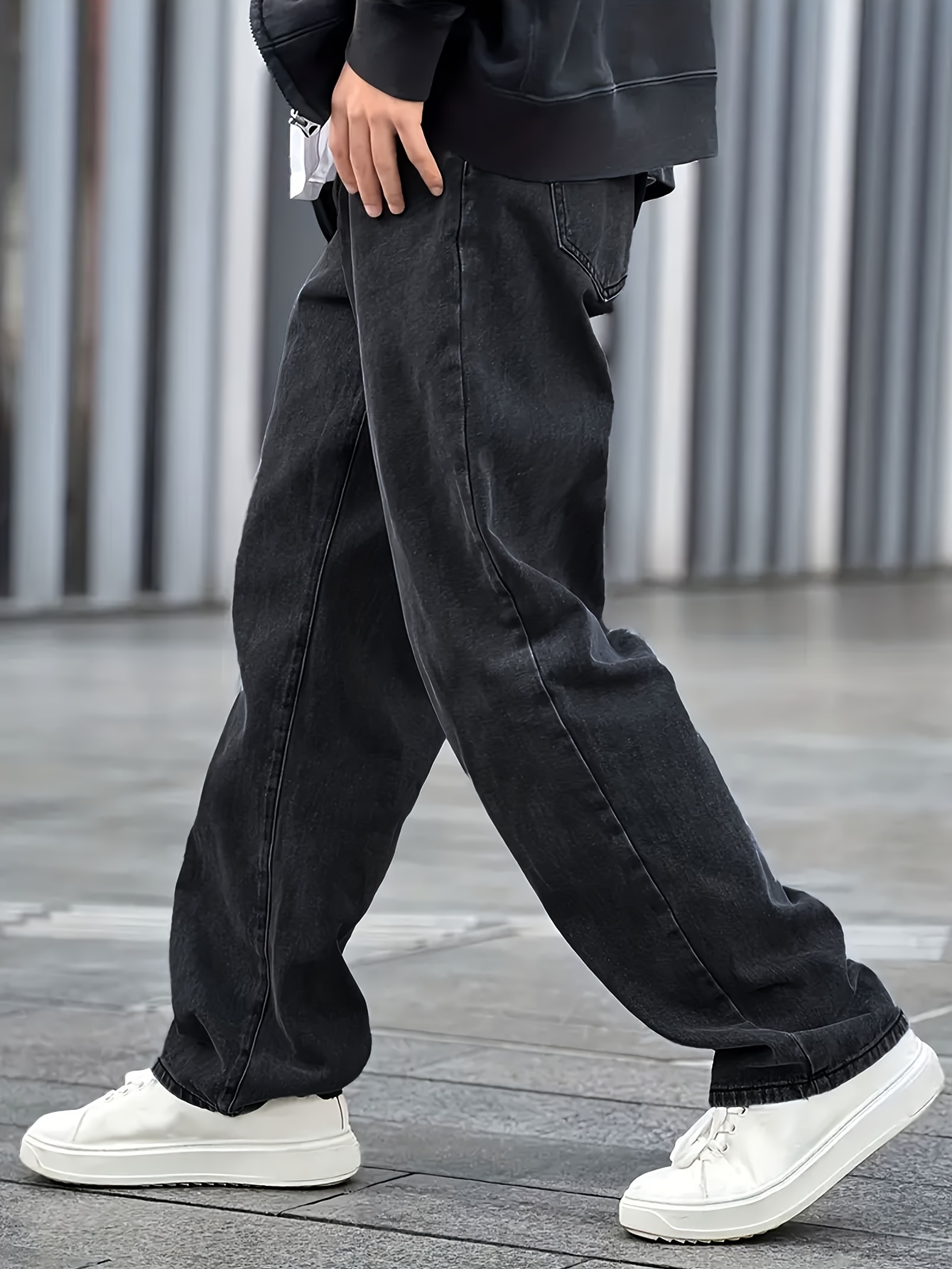 Men's Loose Fit Baggy Jeans Casual Street Style Comfy Denim - Temu Oman