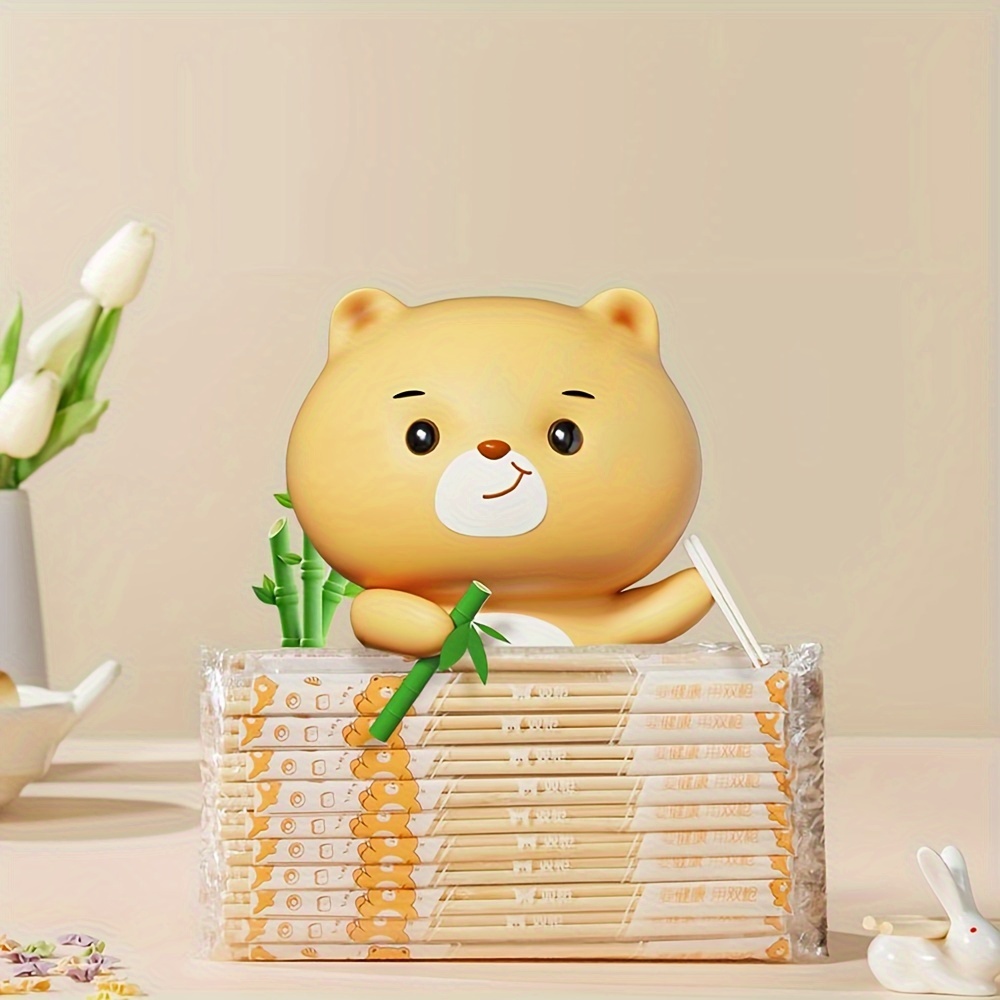 

50/100pcs Disposable Chopsticks, Stuffed Bear Cute Cartoon Design, High Mountain Nan Bamboo Chopsticks