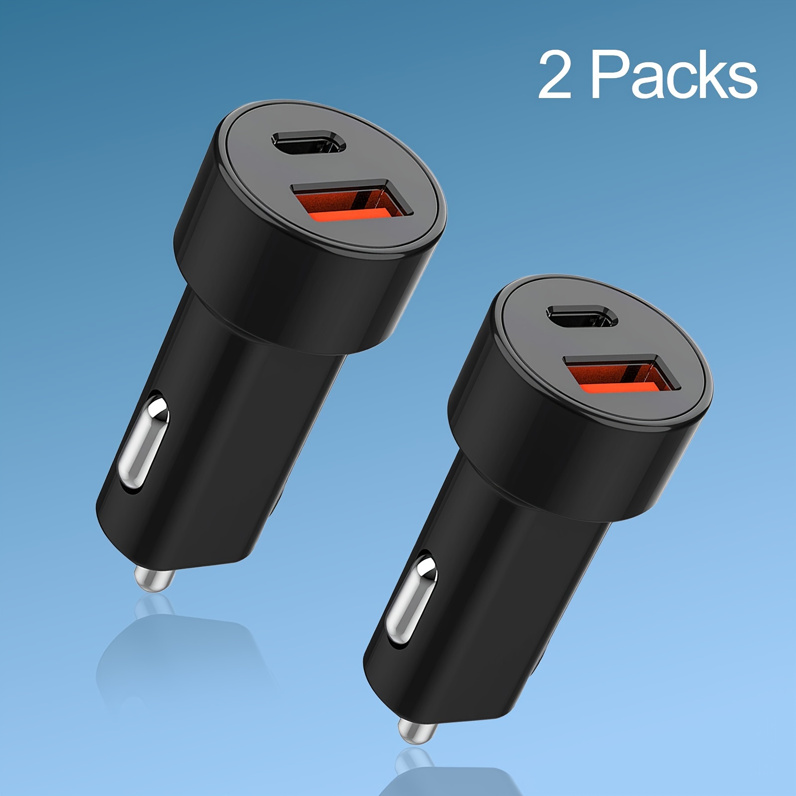 AINOPE - Cargador de coche USB C de carga rápida, todo metal y mini 30 W PD  de doble puerto tipo C, cargador USB para encendedor de cigarrillos