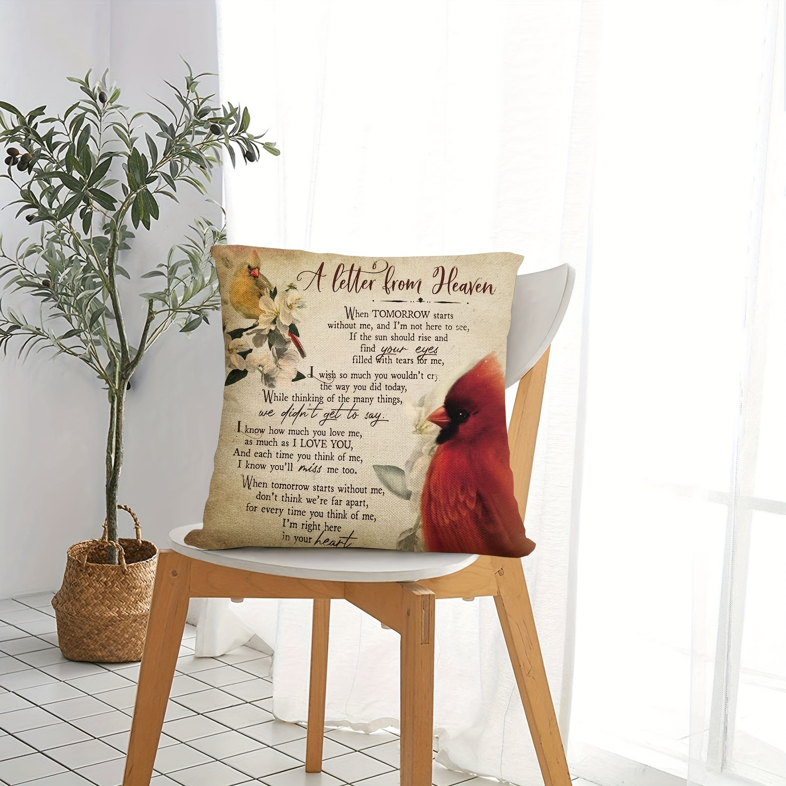 A Letter From Heaven Throw Pillow Covers Northern Cardinal - Temu