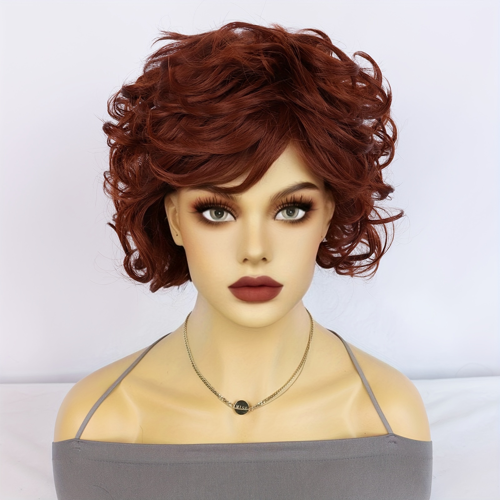 Short brown curly clearance wig costume