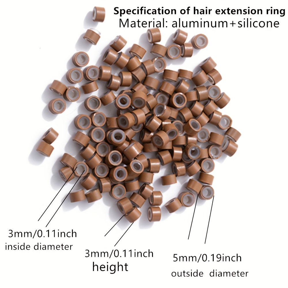 Micro Link Beads 5mm for Hair Extensions - 500 Silicone Lined Beads for  Human Micro Link Rings Silicone Hair Extensions Tool(Dark brown)
