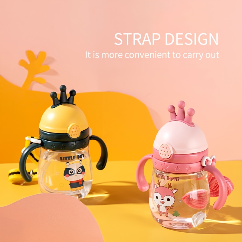 Cute Cartoon Crown Sippy Cup For Kids Good Quality Strap - Temu