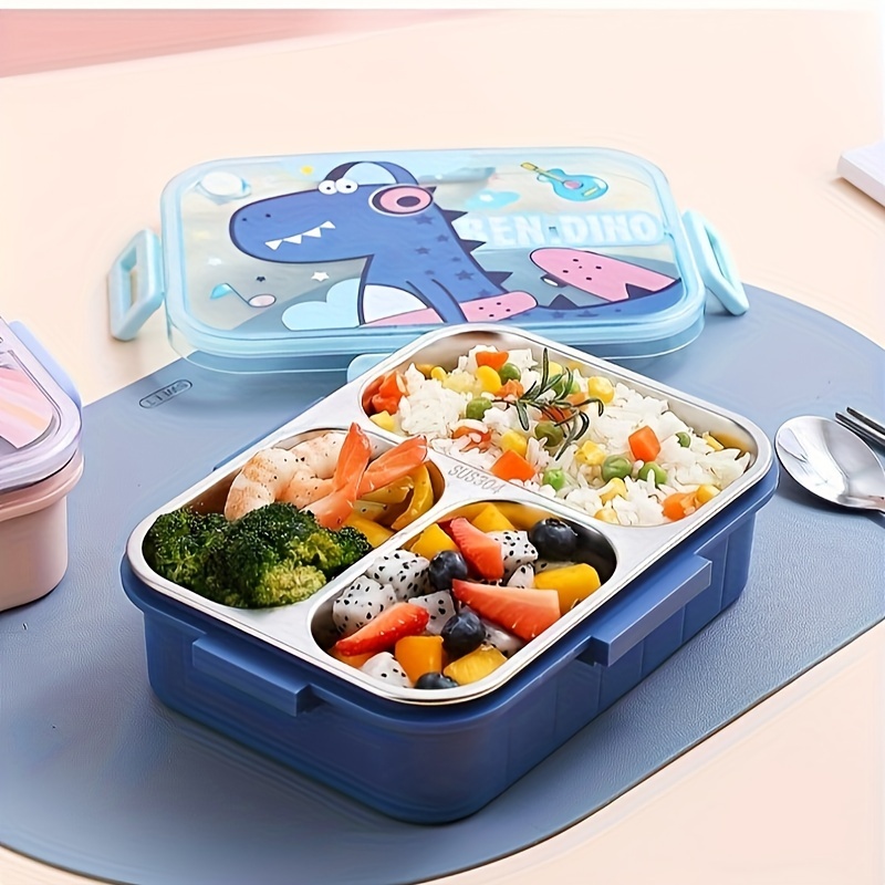 Bento Box para niños Acero inoxidable a prueba de fugas Bento Lunch Box con  2 compartimentos