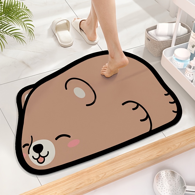 Polyester Fiber Cartoon Animal Floor Mats, Entrance Door Wear-resistant Mats,  Household Bathroom Bathroom Water-absorbent Mats - Temu