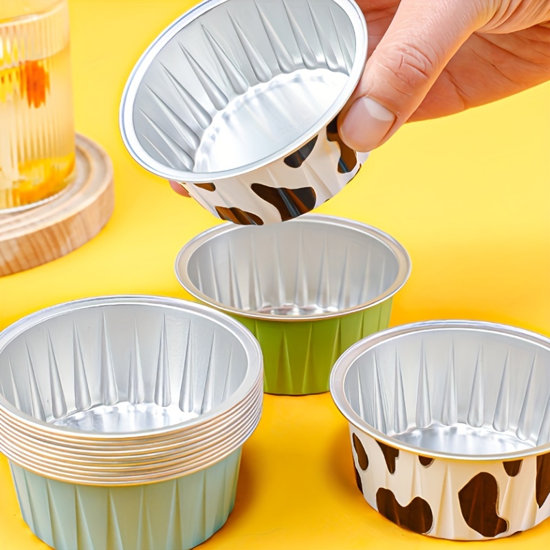 100pcs 5oz Aluminum Muffin Cups with Lid, Muffin Liners Cups with Lids,  Disposable Foil Ramekins, Aluminum Cupcake liners, Creme Brulee Ramekins,  Aluminum Foil Cupcake Baking Cups Holders Pans