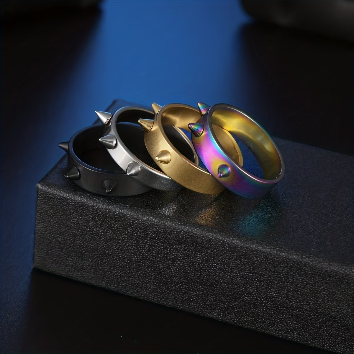 Men's Hip Hop Geometric Knuckle Stud Spike Ring
