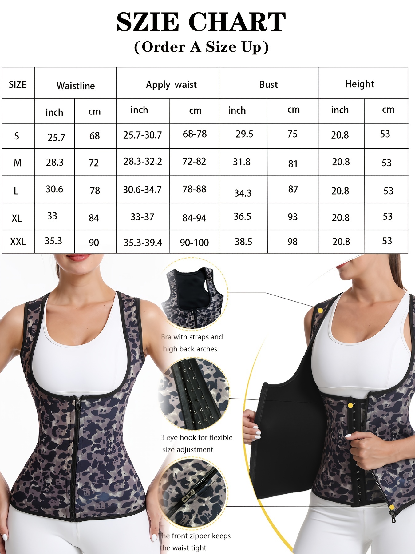 Corset Shapewear for Women Tummy Control Piece Zipper Waist Vest