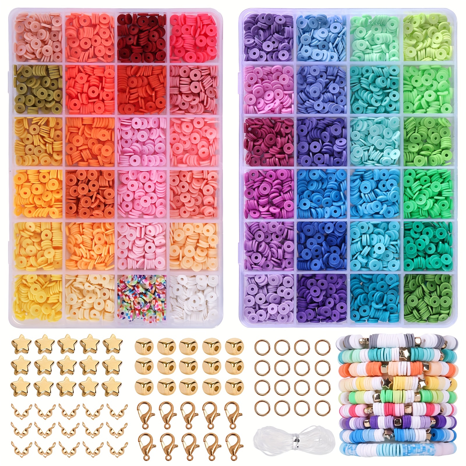 16860pcs, 128 Colors Clay Beads for Bracelet Making Kit Flat Round Polymer  Clay
