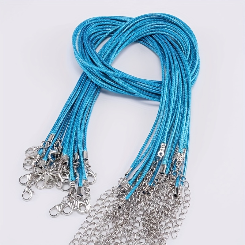 Electric Blue Waxed Cotton Cord Necklace