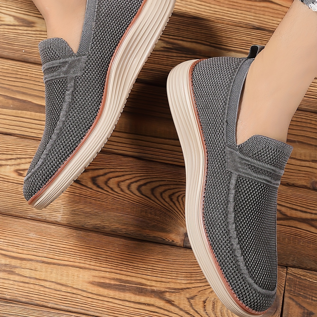 Heren Instap Sneakers Lichtgewicht met Elastische Veters Ademend Texti