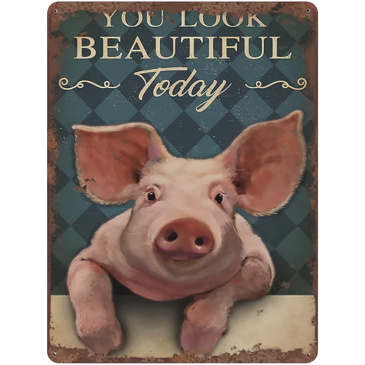 1pc Pig You Look Beautiful Today レトロ ブリキ看板 豚愛好家への