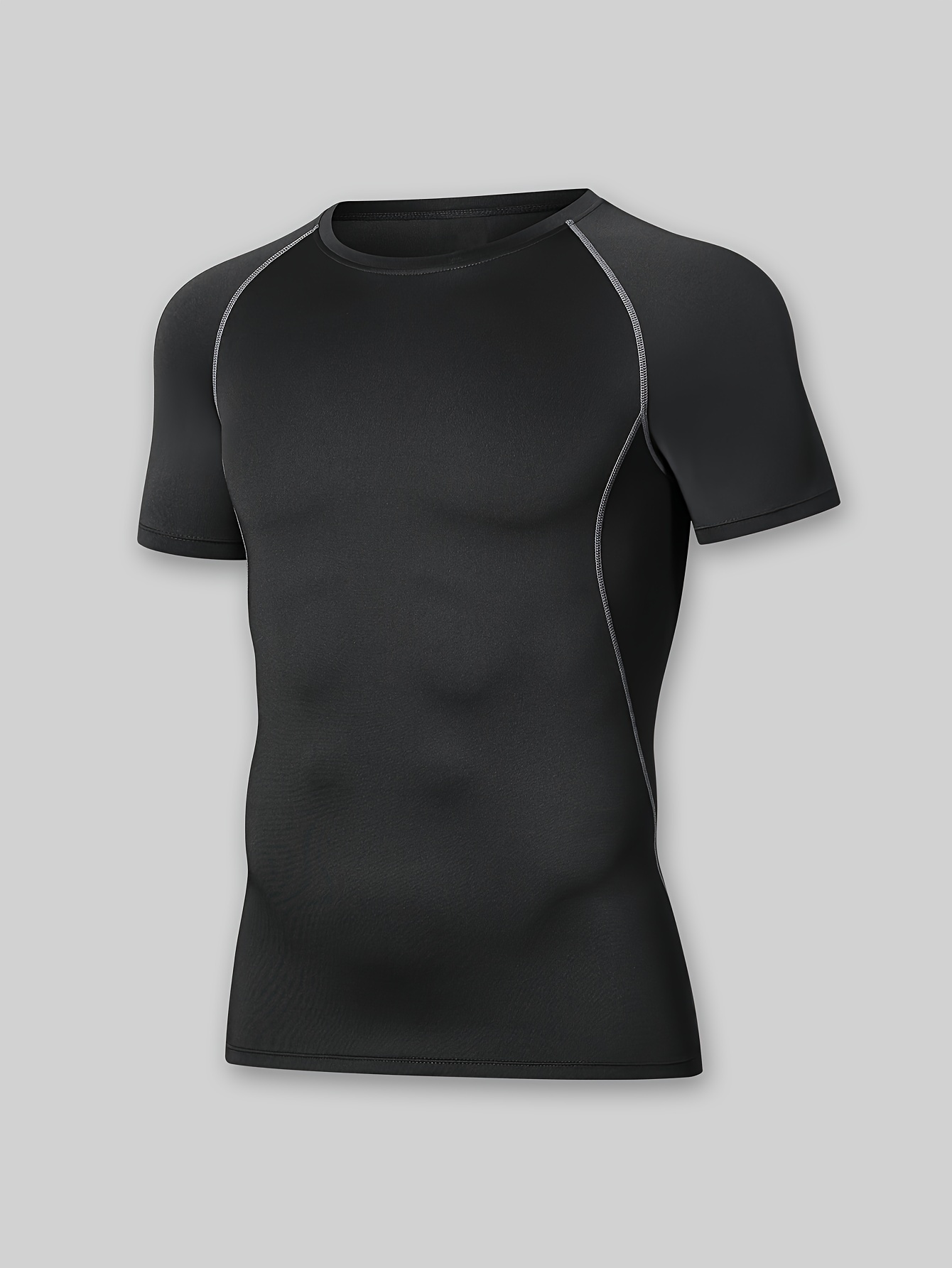 Tummy Control Basic Compression Short Sleeve Shirt, U-neck Sports  Tight-fitting Top, Women's Clothing