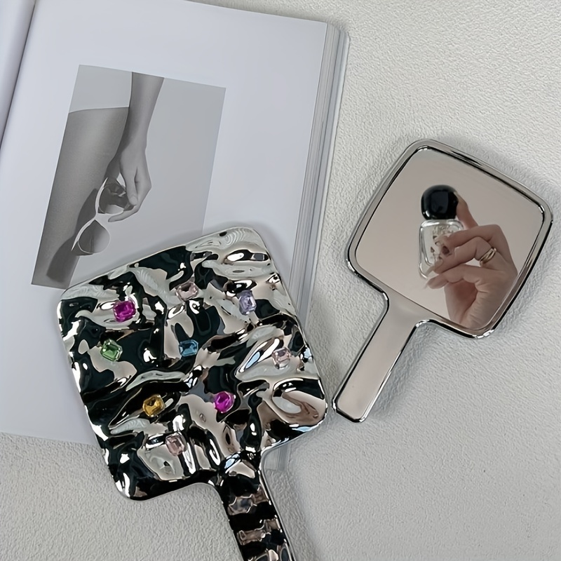 Square Rhinestone Hand Mirror Decor Vanity Mirror