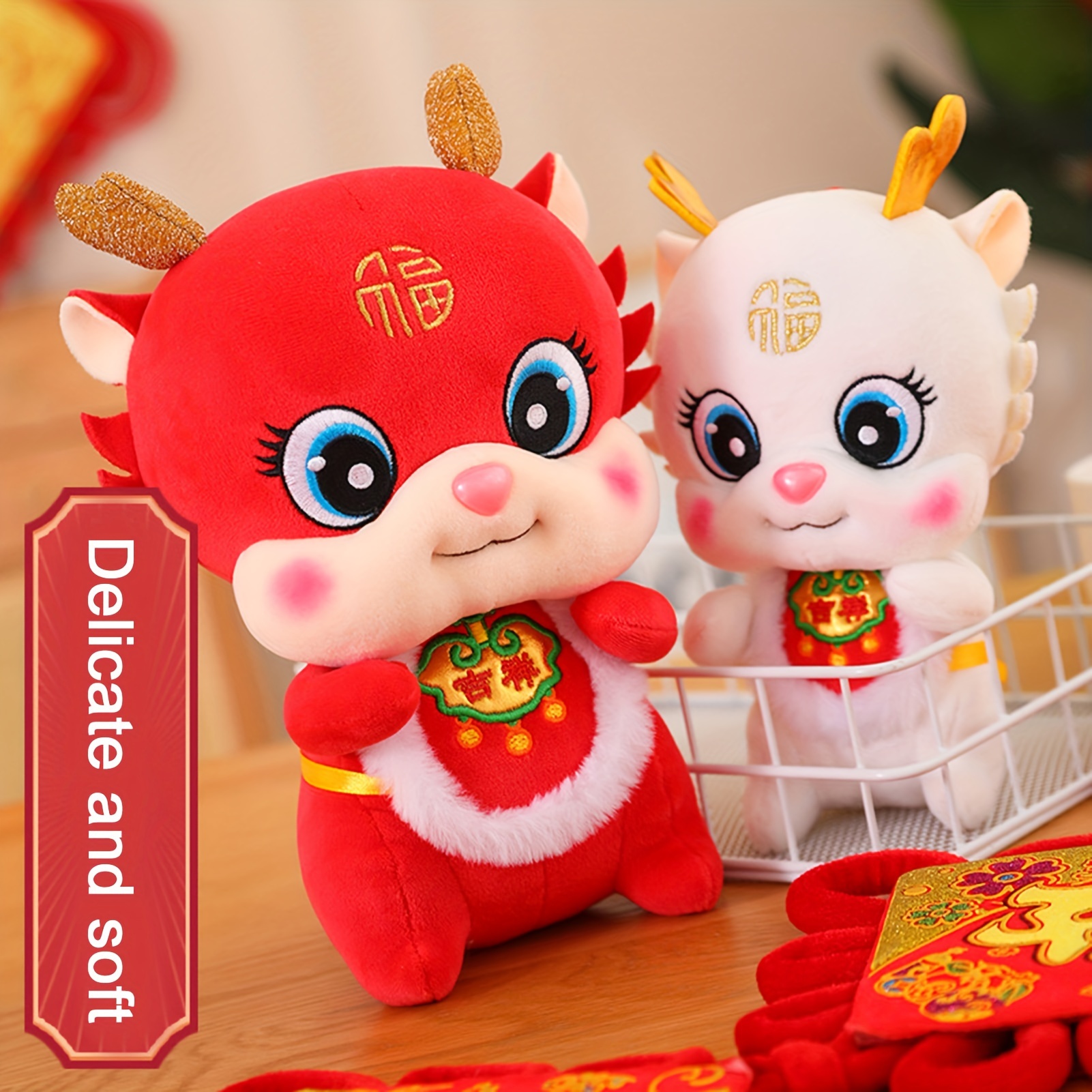 2024 nouvel an chinois cadeau mascotte mignonne douce peluche dragon en peluche  animal en peluche dragon jouet