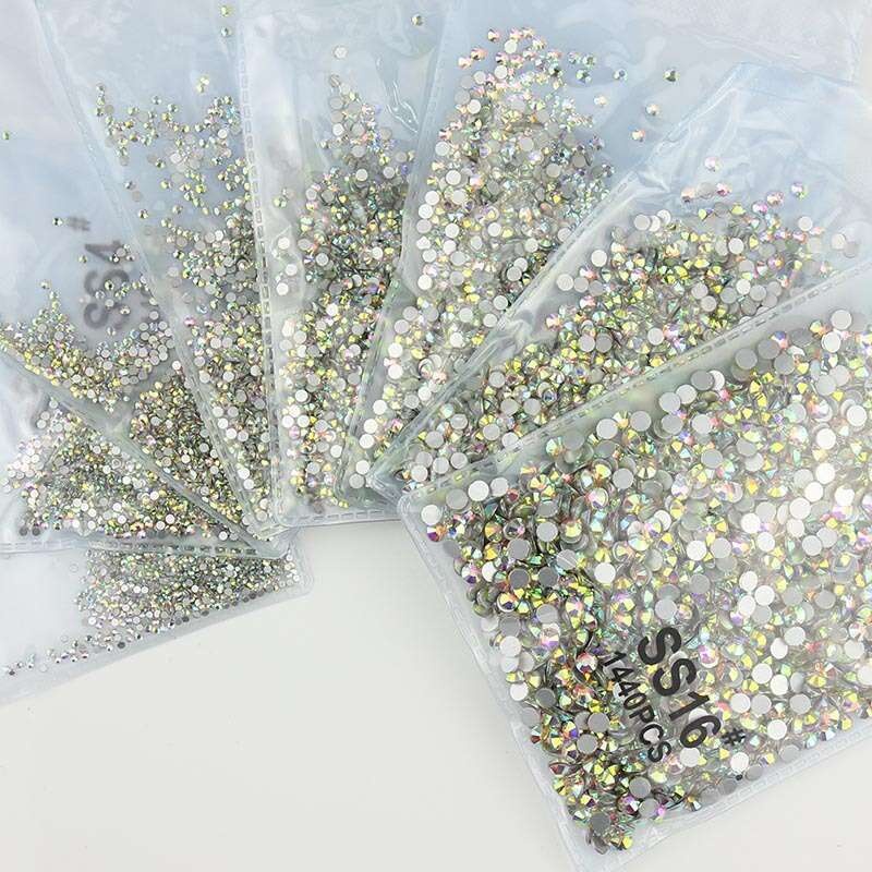 4880Pcs AB Nail Crystals Rhinestones, AB Nail Rhinestones Kit, Multi Shapes  Size Round Beads Flatback Nail Crystals Glass Gems Stones, AB Rhinestones