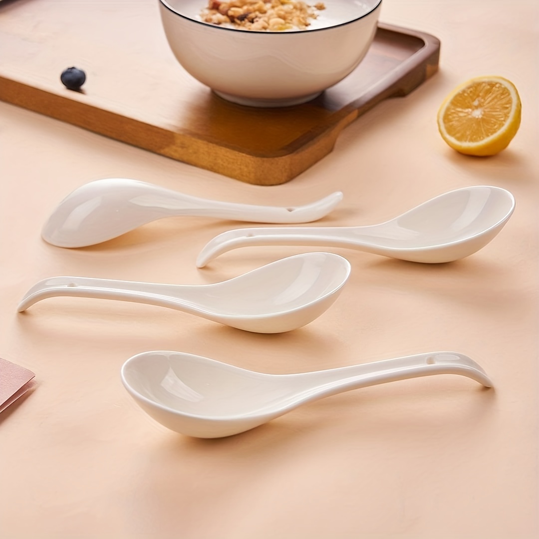 JOBNTZ Cuchara de sopa asiática cuchara de ramen de cerámica cuchara Pho  japonesa de 64 pulgadas con mango largo para miso dumpling fideos Wonton –  Yaxa Store