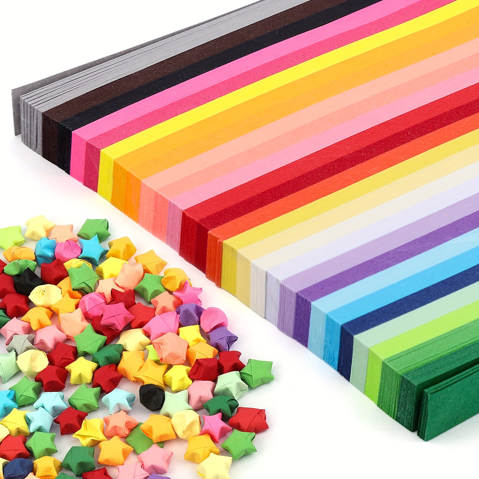 2700 Sheets Origami Stars Papers,Aierliusa Origami Star Paper Strip  Package, Origami Paper Stars, 27 Colors, 2700 Stripes 