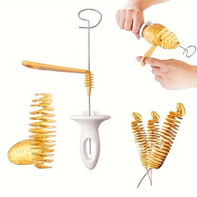 Potato Slicer Spiral, Multifunctional Manual Rotating French Fry Cutter,  Metal Blade Potatoes Twister Cutter, Spiral Cutter Tool, Potato Spiral  Cutter, Kitchen Gadgets, Cheap Items - Temu