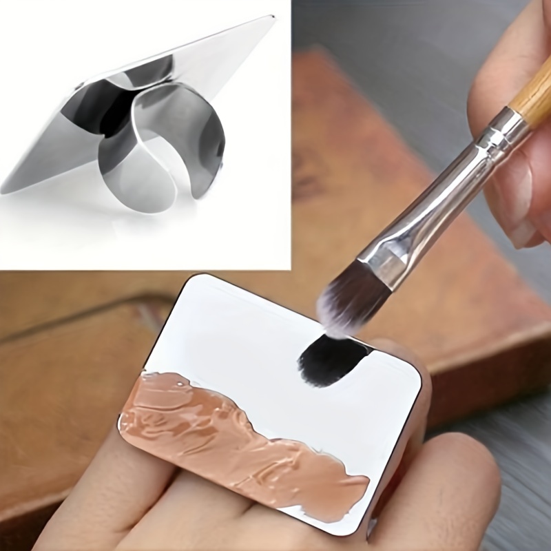 Makeup Mixing Palette,Stainless Steel Foundation Palette Cosmetic Mixing  Makeup Palette Eye Shadow Eyelash Makeup Plate with Spatula Rod for Mixing