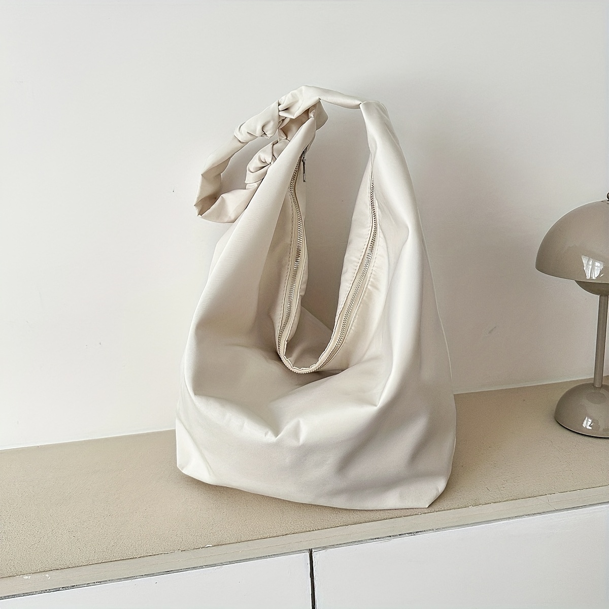 Women's Minimal Soft Leather Pillow Shoulder Bag Single Wide Shoulder Strap  Hobo Tote Bag