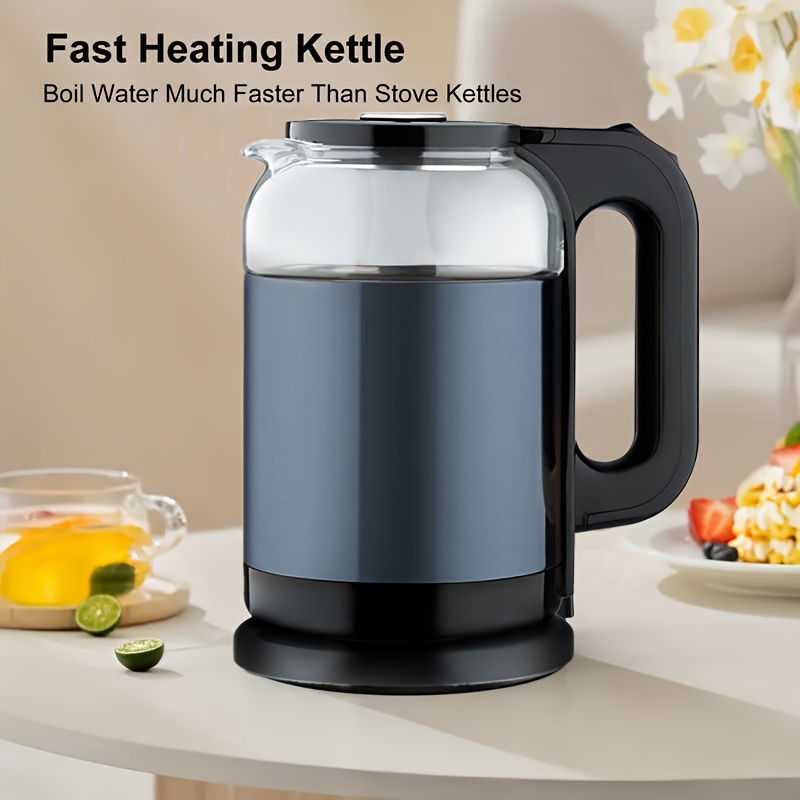 Us Plug 2.2-liter Kitchen Electric Glass Water Kettle,fast Boiling Water  Heater,including Detachable Tea Filter,with Blue Aperture,with Automatic  Closing And Boiling Drying Protection,separated From The Base For Cordless  Pouring,bpa Free - Temu
