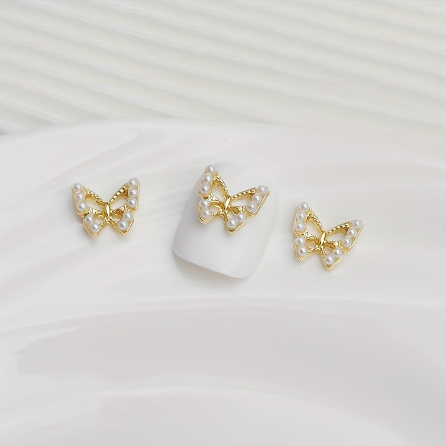 Golden Butterfly Nail Art Charms 3d Alloy Nail Art With - Temu