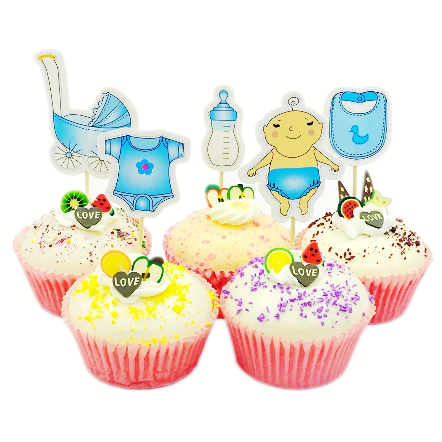 Décoration de Gâteau 25 Pcs Cake Topper Fête pour Enfants Anniversaires  Gâteaux Décoration Papier Emballage de Cupcakes fiançailles fête décoration