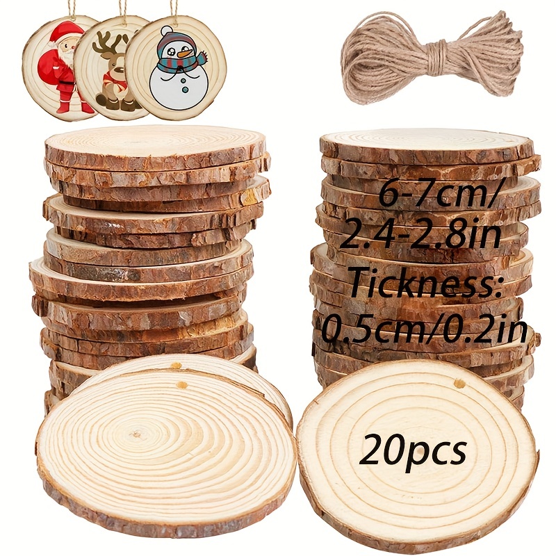 KOHAND 12 Pcs 6-7 inch Wood Slices for Crafts, Unfinished Wood Rounds with Bark, Round Wooden Discs Circles for Christmas Ornaments Wedding Rustic