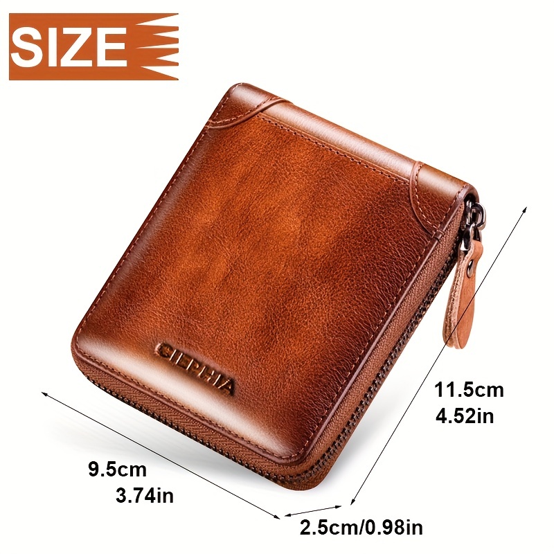 Slim Zipper Wallets For Men RFID Leather Mens Bifold Creidt Card Holder Zip  Around Wallet With Coin Pocket