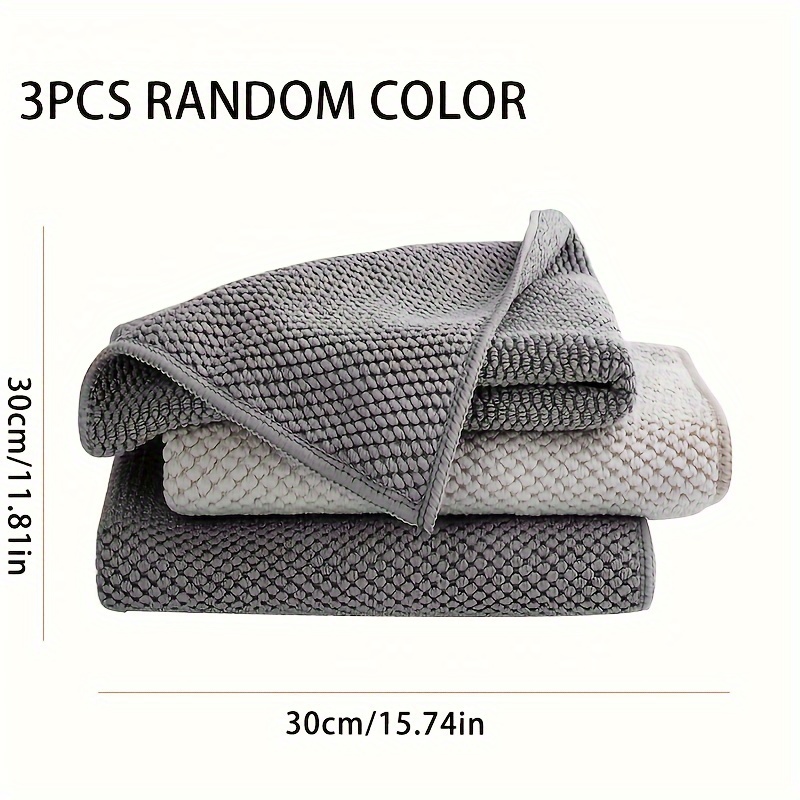 3pcs Wave Pattern Random Color Cleaning Rag,Kitchen Dish Cloths