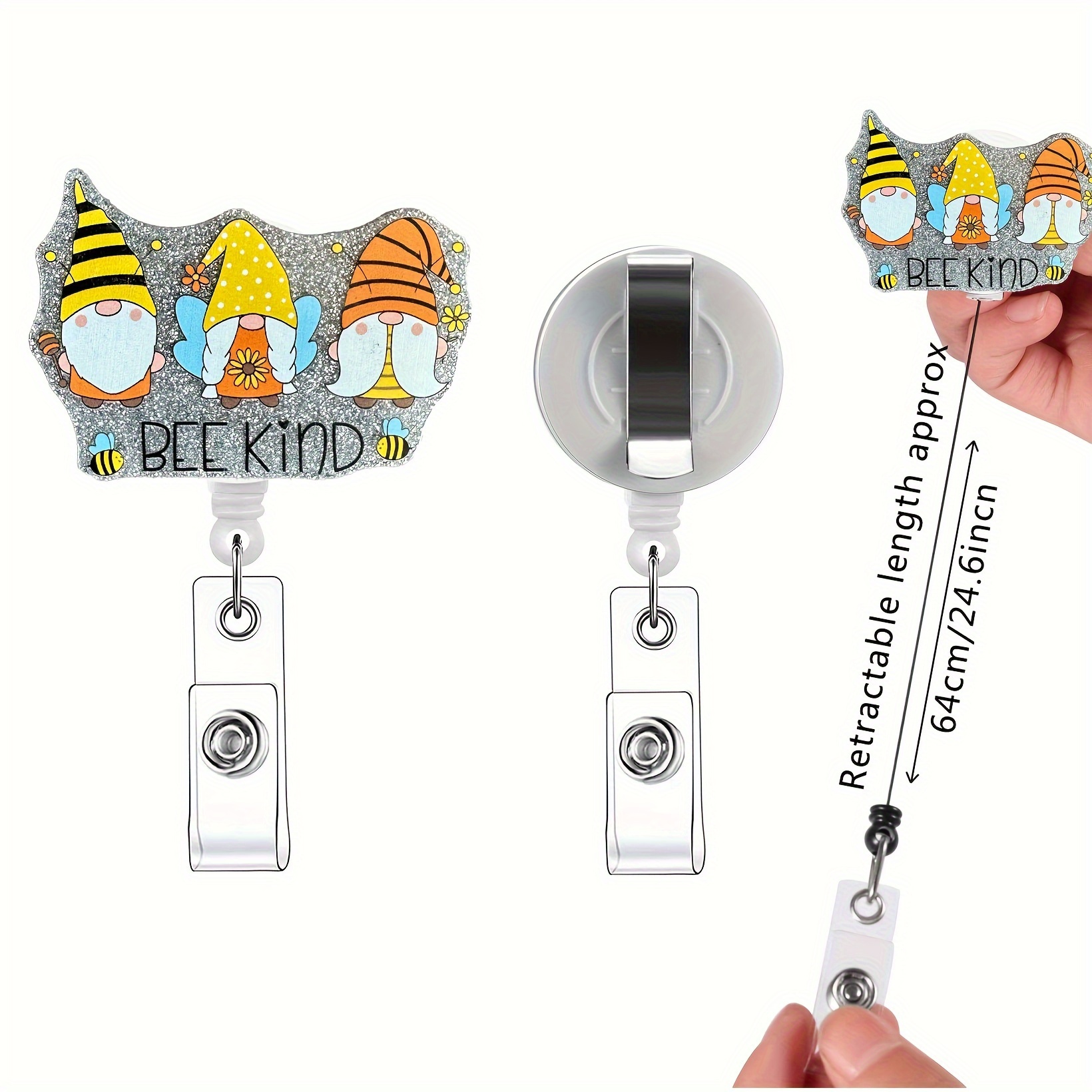 Bee Themed Retractable Badge Reel Name Badge Holder Id Clip - Temu