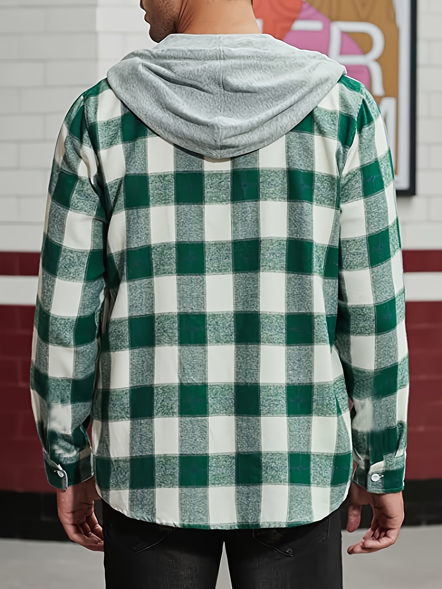 Men's Plaid Hooded Shirts Casual Fall Winter Long Sleeve - Temu