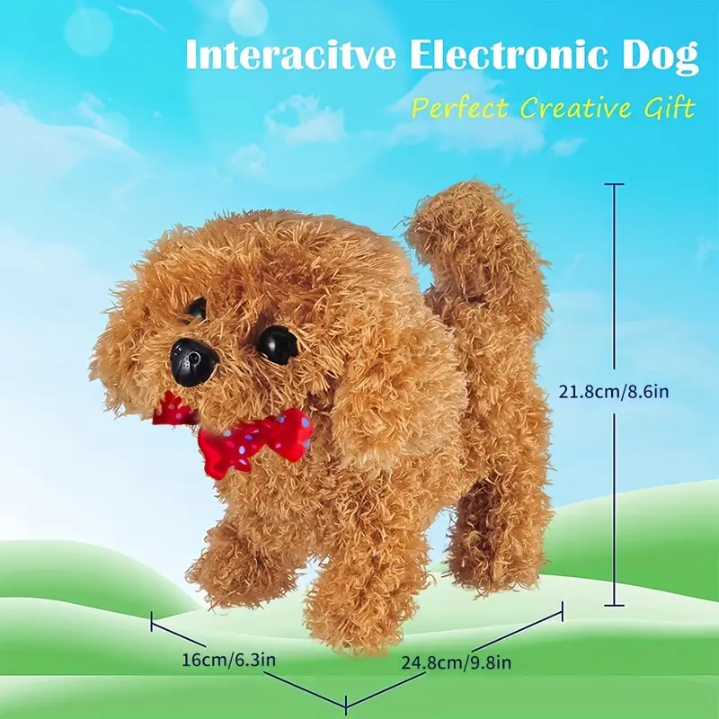 Simulation Plush Dog Electronic Interactive Pet Puppy and Traction Rope  Walking Barking Tail Wagging Companion Toys For Kids