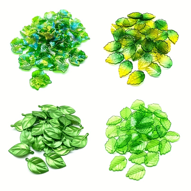 Glass Beads Green Transparent Gradient Leaf Beads Acrylic - Temu