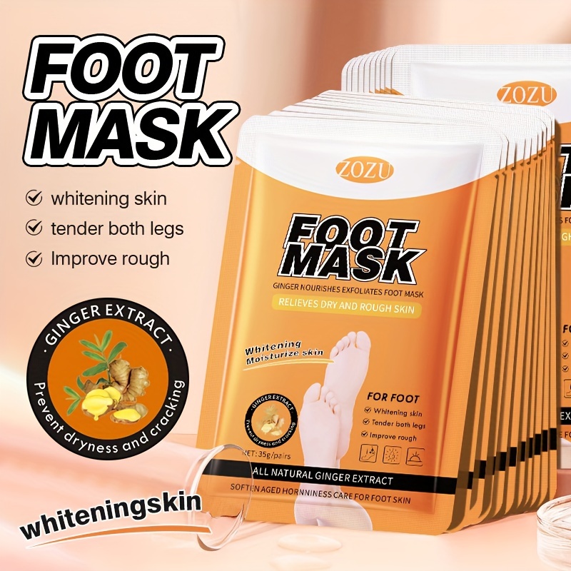 1/5 Pair Ginger Nourishing Exfoliating Foot Mask,Relieve Dry Rough Skin,Soften And Exfoliate Dead Skin,Moisturizing Foot Mask details 1