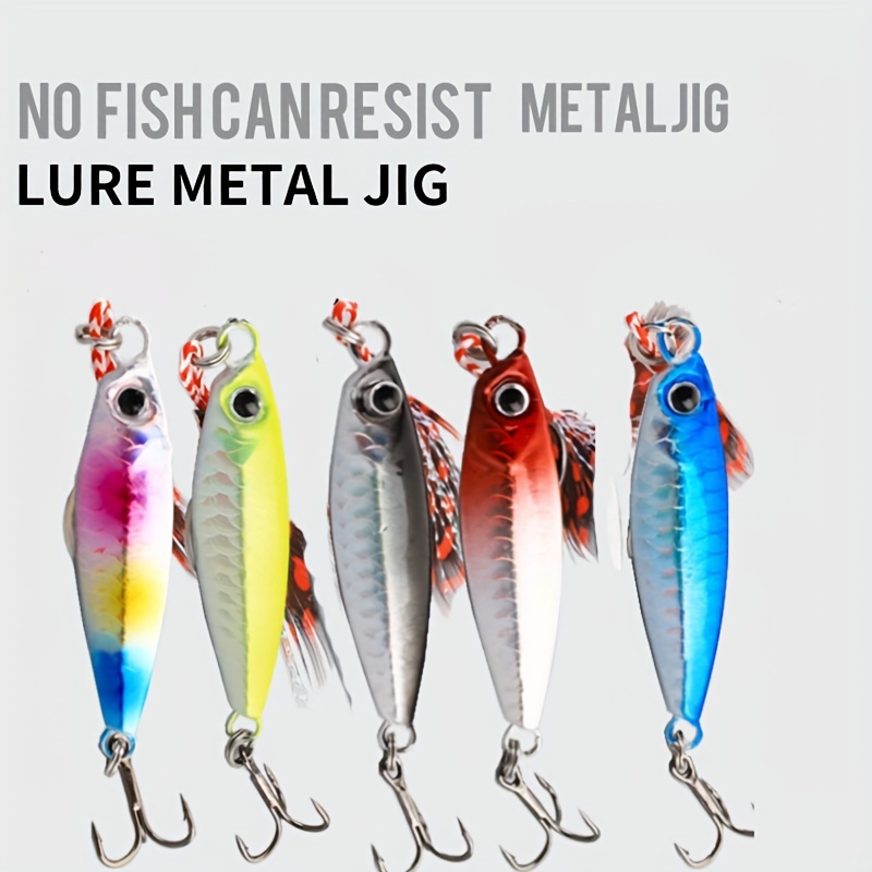 Jigging Lures Fishing, 30g Slow Jig Baits, Offshore Micro Jigs  for Tuna King Sna Grouper Bass, Metal Jig with Treble Hook and Assist Hooks  7Pieces/6Pieces : Sports & Outdoors