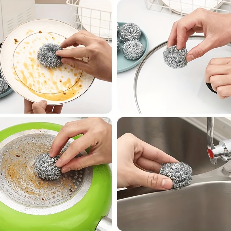 Dishwashing Wire Ball, Stainless Steel Wire Ball Scrubber, Metal Scrubber,  Pot Scrubber, Kitchen Cleaning Scrubber Ball, For Dish, Bowl, Pot, Stove,  Range Hood, Sink, Bathroom Cleaning Scrub Ball, Cleaning Supplies - Temu