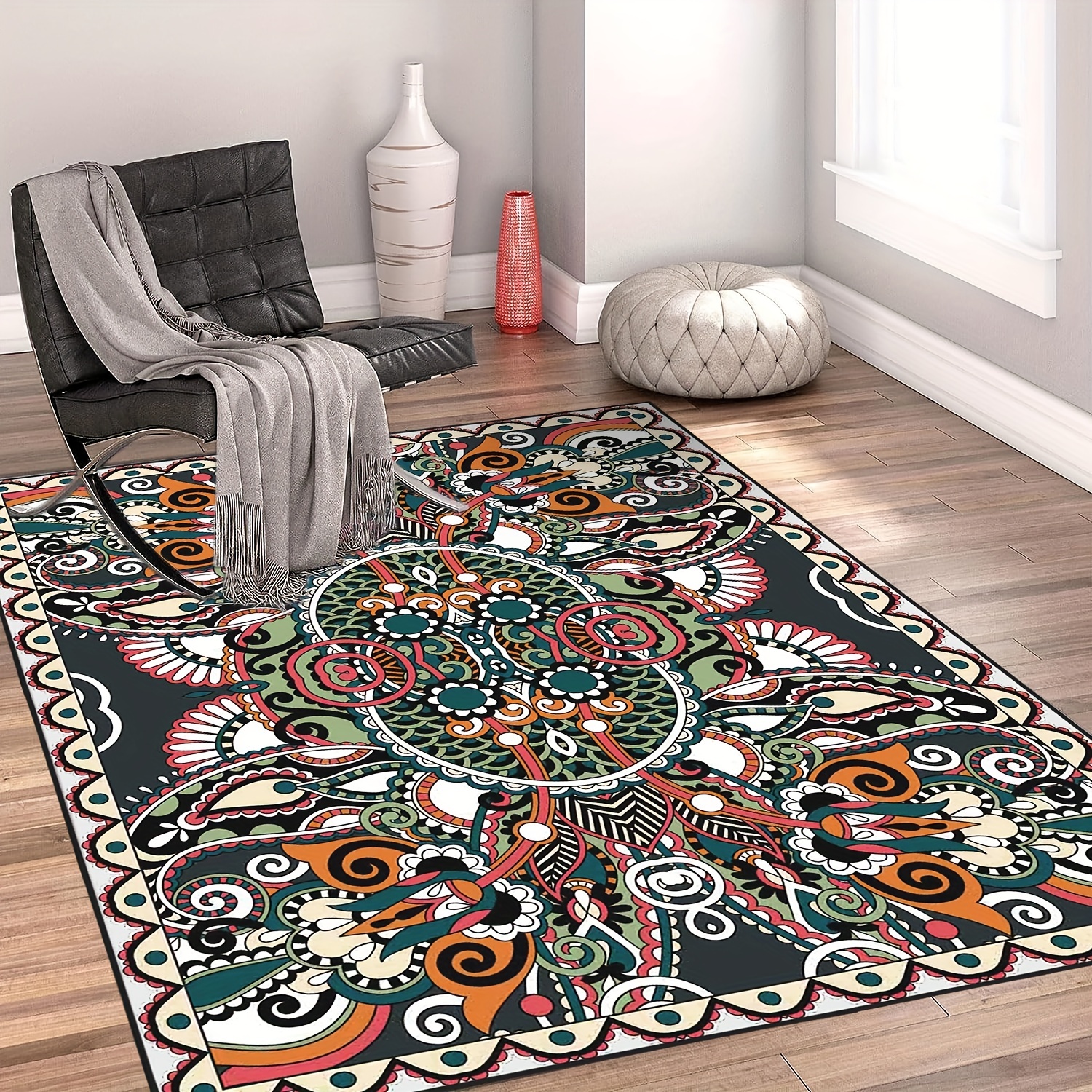 Vintage Bohemian Design Ornamental Carpet Area Rug, Floral Ornamental  Carpet Indoor Washable Rugs, Boho Rug Backing - Non-slip & Durable, Soft  Fluffy Carpet For Bedroom Kitchen Dining Floor - Temu