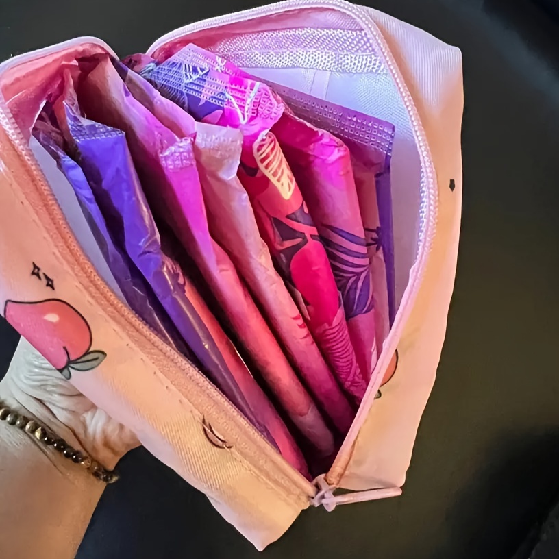 Women Small Cosmetic Bag Set Zipper Girls Mini Sanitary Napkins