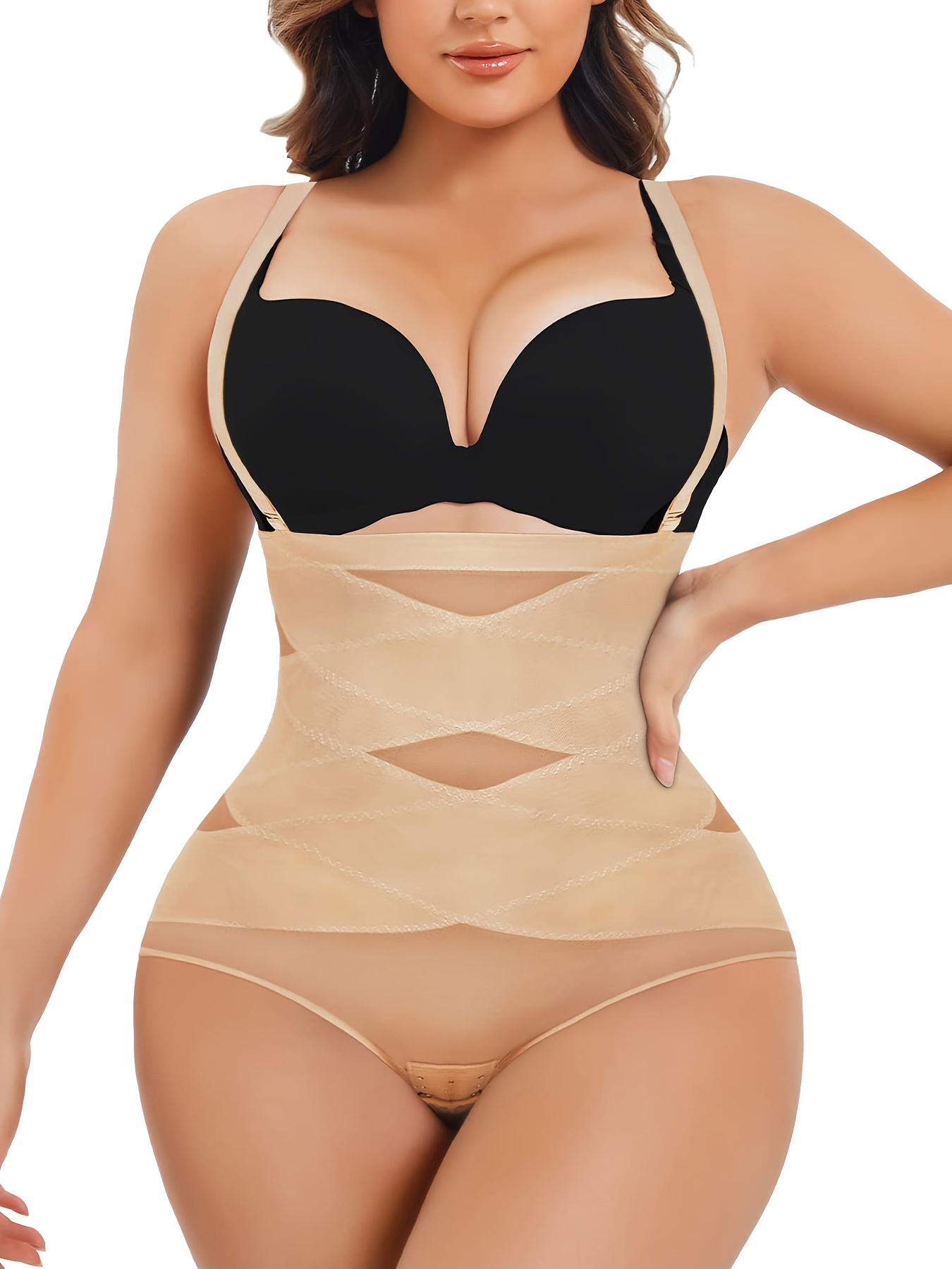 Contrast Mesh Shaping Panties Tummy Control Compression - Temu