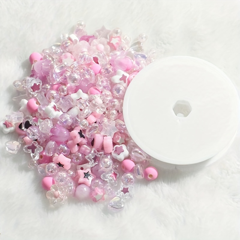 DIY Bracelet Making Kit About 654 Pieces 0.8mm Pink Acrylic Beads Plastic  Beads Mixed Style Elastic Thread 1 Roll For Making Bracelets And Necklaces 