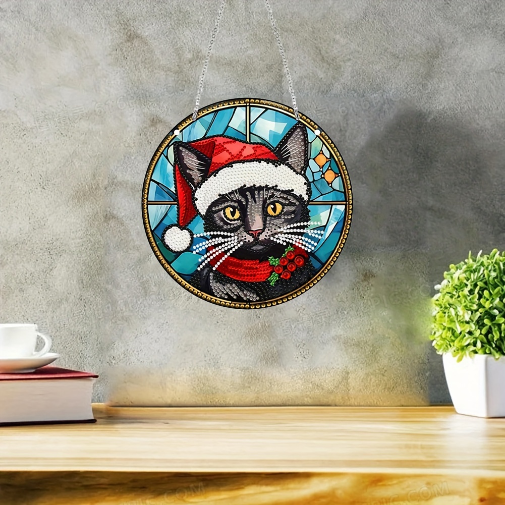 Diamond Painting Three Cats And Cute Christmas Lights Design Embroidery  Displays