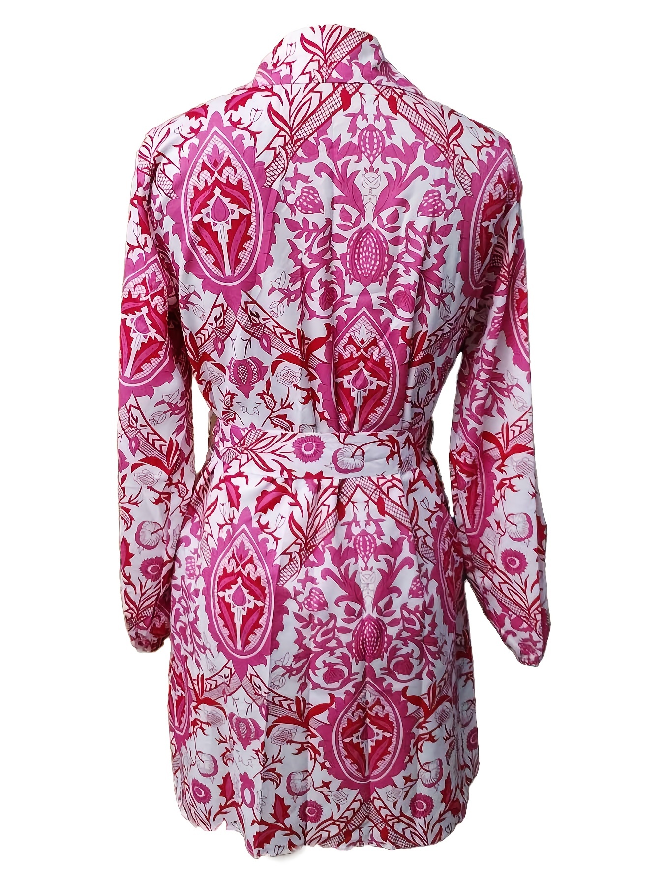 Robe Ethnique À Imprimé Floral, Robe Décontractée À Manches Longues Boutonnée Sur Le Devant, Vêtements Pour Femmes