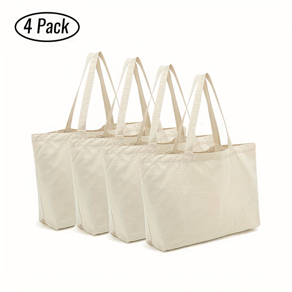 

4pcs/set Large Capacity Canvas Tote Bag, Casual Diy Craft Shoulder Bag, Handbag & Gift Shopping Bag