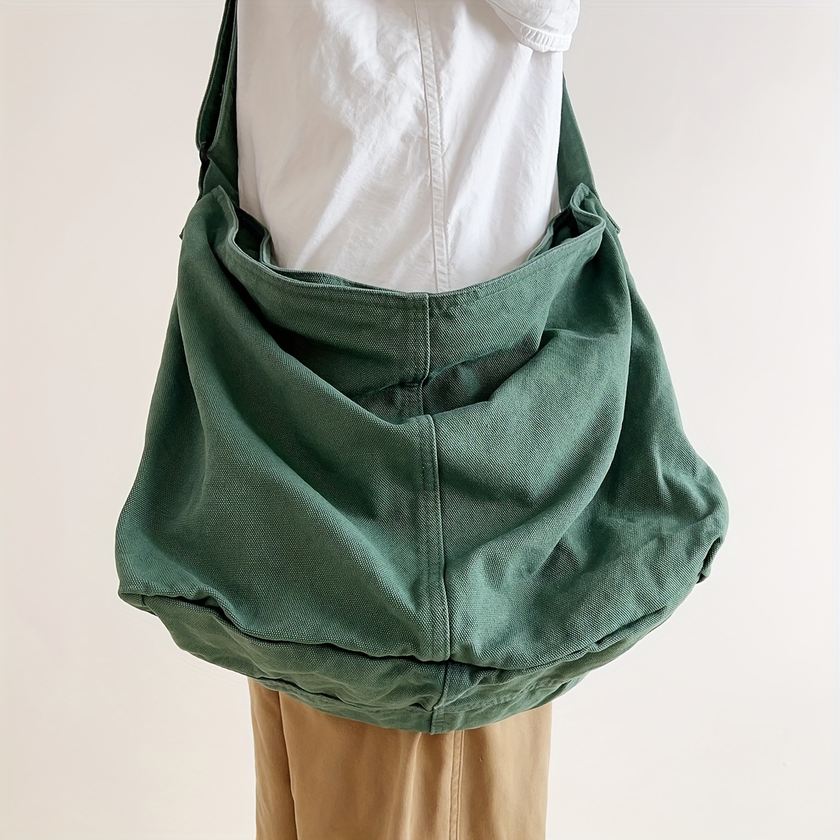 

Solid Color Canvas Tote Bag, Large Capacity Crossbody Bag, Women's Casual Handbag & Shoulder Bag