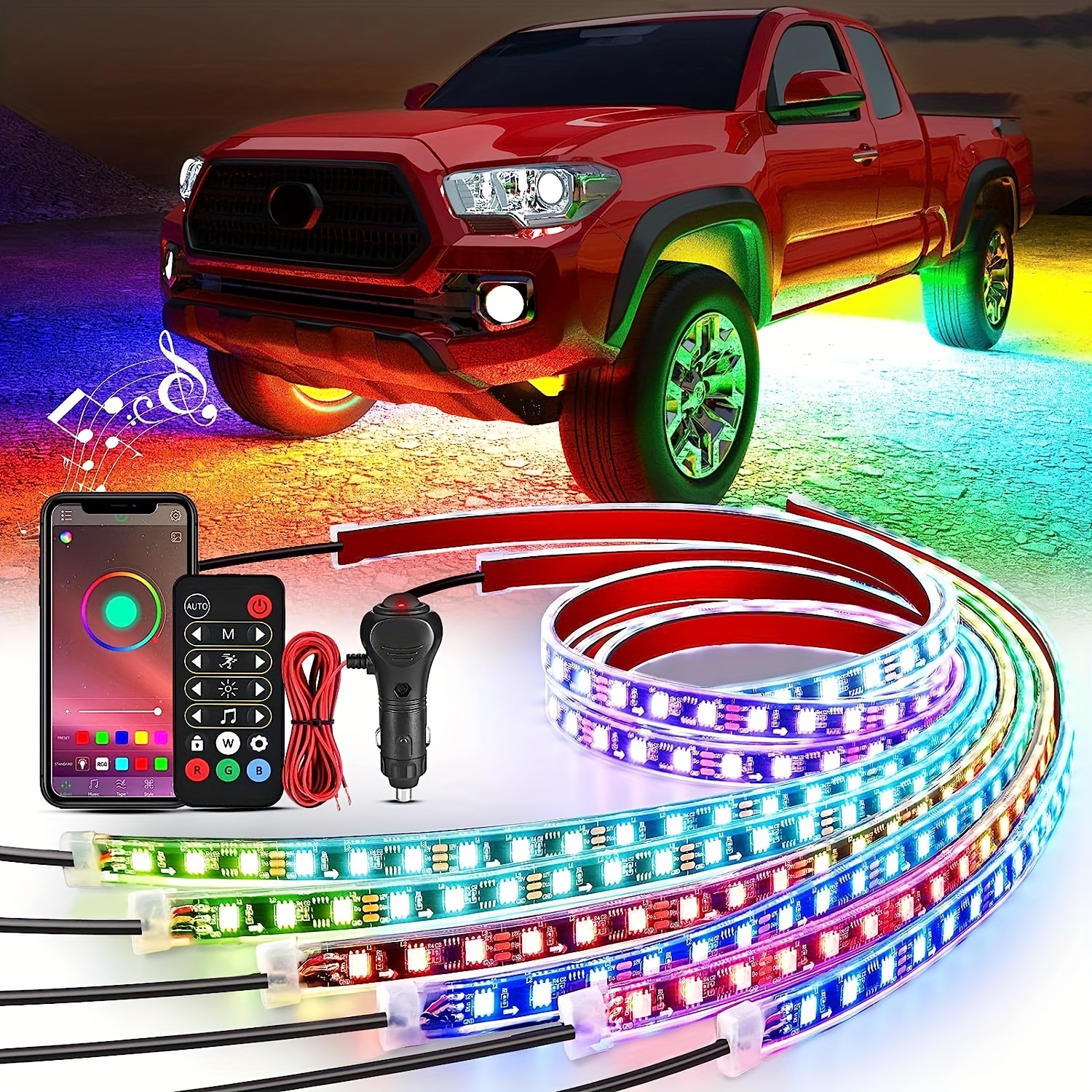 Smart Led Car Chassis Light Kit 16 Million Colors App - Temu Poland
