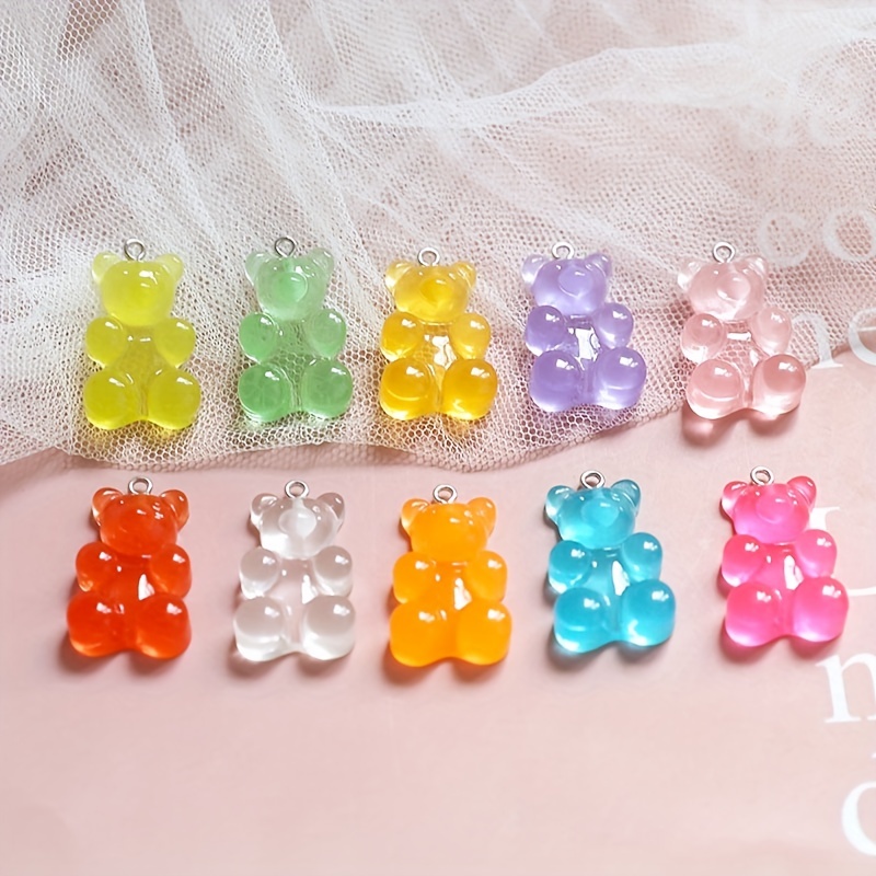 

30pcs Mixed Color Resin Gummy Bear Pendant Candy Color Cartoon Bear Charms For Cartoon Jewelry Diy Necklace Earring Decoration Supplies