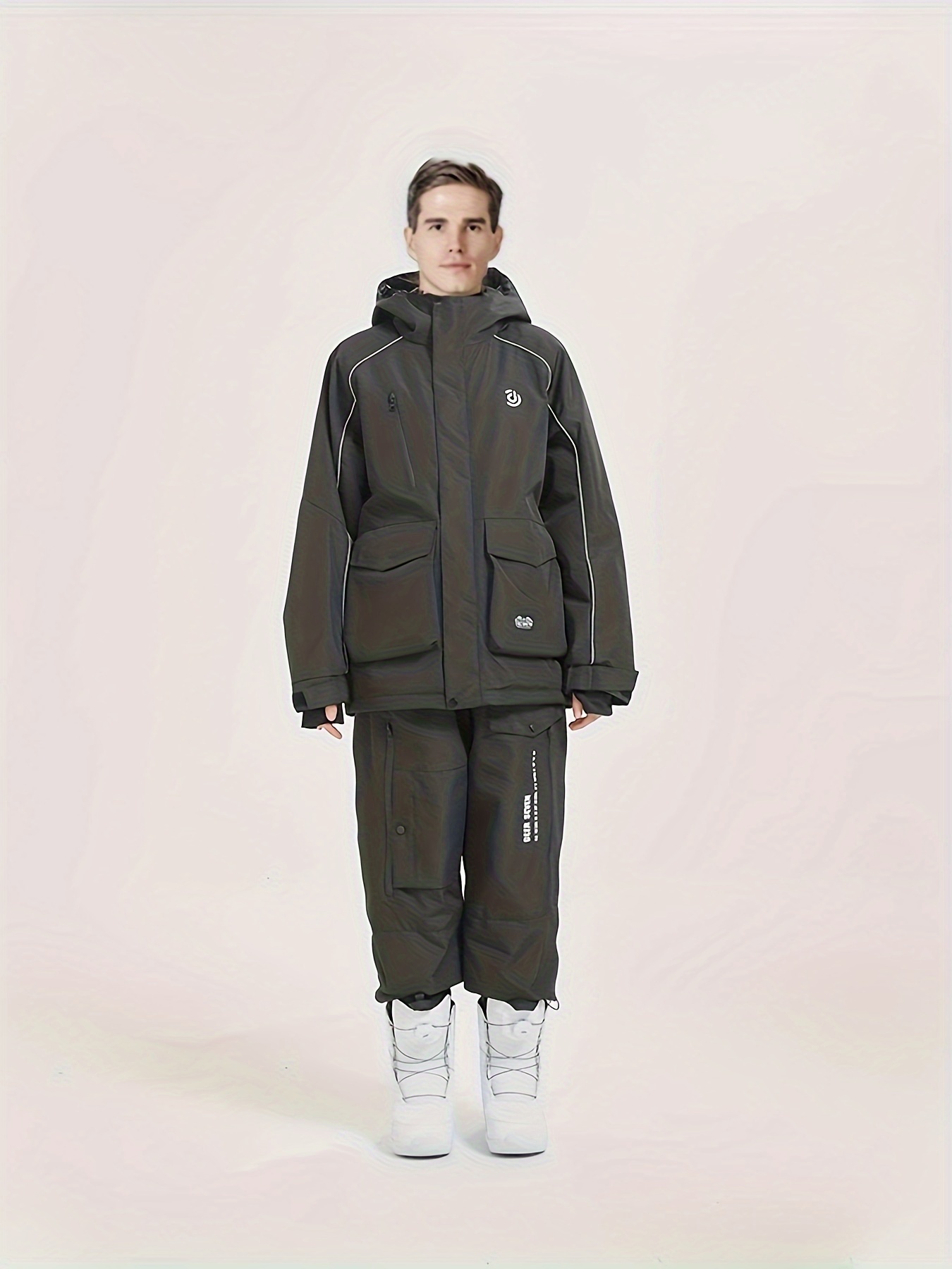 Traje de nieve impermeable para hombre, chaqueta con capucha y pantalones  de esquí, 2 piezas, cálido traje de esquí