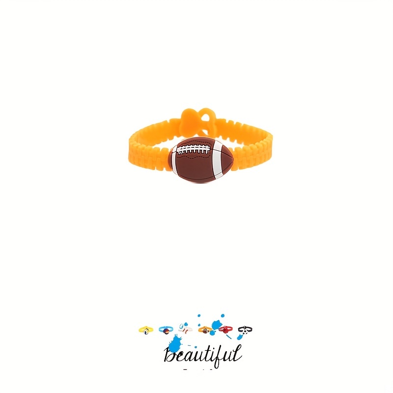 6pcs Funny Football Silicone Bracelet Rubber Wristband Gift